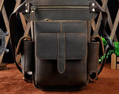 Biker Mens Leather Drop Leg Bag Waist Bag Side Bag Belt Pouch Pack for Men - imessengerbags