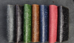 Handmade Leather Floral Mens Cool Travel Long Wallet Card Holder Card Slim Clutch Wallets for Men - imessengerbags