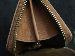 Handmade Leather Mens Cool Zipper Phone Travel Long Wallet Card Holder Card Slim Clutch Wallets for Men - imessengerbags