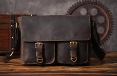 Handmade Leather Mens Cool Shoulder Bag Messenger Bag Chest Bag Bike Bag Cycling Bag for men - imessengerbags