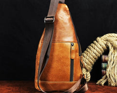 Cool Leather Mens Sling Bag Chest Bag Sling Shoulder Bag Sling Backpacks for men