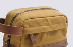 Cool Waxed Canvas Leather Mens Zipper Wristlet Bag Vintage Clutch Zipper Bag for Men - imessengerbags