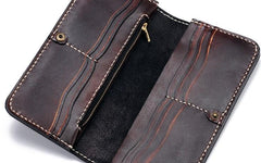 Handmade Leather Chinese Lion Mens Chain Biker Wallet Cool Leather Wallet With Chain Wallets for Men - imessengerbags