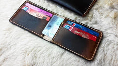Vintage Leather Mens Slim Coffee Small Wallet Leather Bifold Wallets for Men - imessengerbags