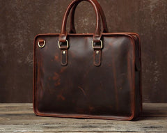 Handmade Leather Mens Cool Messenger Bag Briefcase Work Bag Business Bag Laptop Bag for men