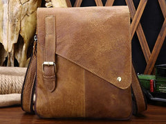 Cool Leather Mens Small Side Bag Messenger Bag Shoulder Bag for Men