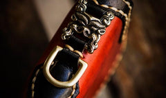 Handmade Leather Tibetan Mens Chain Biker Wallet Cool Leather Wallet Long Clutch Wallets for Men