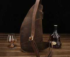 Leather Mens Sling Bag Chest Bag Cool Sling Shoulder Bag Sling Backpack for men - imessengerbags