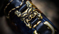 Handmade Leather Men Tooled Carp Cool Leather Wallet Long Phone Wallets for Men - imessengerbags