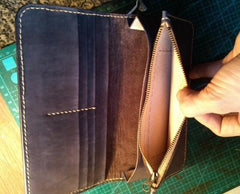 Handmade Leather Tooled Floral Mens Long Wallet Cool Long Wallet for Men - imessengerbags