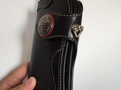 Handmade Leather Biker Wallet Mens Cool Chain Wallet Trucker Wallet with Chain
