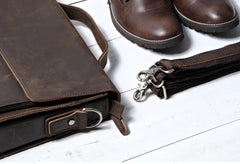 Vintage Coffee Leather Mens Briefcases Work Bag Laptop Bag Business Bag for Men - imessengerbags