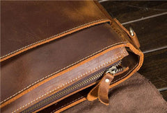Cool Leather Mens Briefcase Business Briefcase Vintage Shoulder Bag HandBags for men