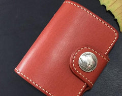 Handmade Leather Mens Cool Short Wallet Card Holder Small Card Slim Wallets for Men