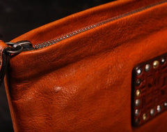 Handmade Leather Mens Clutch Cool Slim Wallet Zipper Clutch Wristlet Wallet for Men