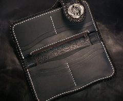 Handmade Leather Carp Mens Chain Biker Wallet Cool Leather Wallet With Chain Wallets for Men - imessengerbags