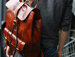 Handmade Leather Mens Backpacks Travel Backpacks Laptop Backpack for men