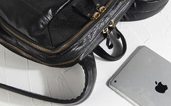 Genuine Leather Mens Cool Backpack Sling Bag Large Black Travel Bag Hiking Bag for men