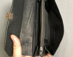 Handmade Genuine Leather Mens Cool Long Leather Wallet Phone Wallet Clutch Wallet for Men - imessengerbags