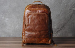 Genuine Leather Mens Cool Backpack Sling Bag Large Black Travel Bag Hiking Bag for men - imessengerbags
