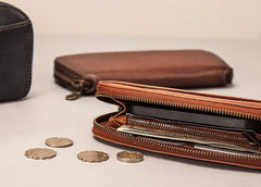 Vintage Leather Long Wallets for Men Zipper Long Wallet - imessengerbags