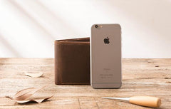 Vintage Leather Mens Small Wallets Bifold Slim billfold Wallet for Men - imessengerbags