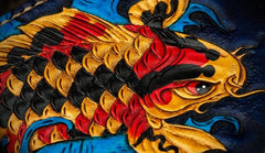 Handmade Leather Carp Tooled Mens billfold Wallet Cool Leather Wallet Slim Wallet for Men - imessengerbags