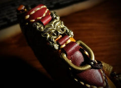 Handmade Leather Mens Tibetan Chain Biker Wallet Cool Leather Wallet Long Clutch Wallets for Men