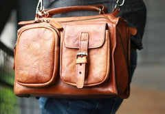 Vintage Brown Leather Mens Messenger Bag Handbag Shoulder Bag for men - imessengerbags