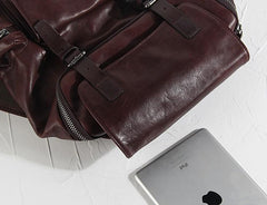 Genuine Leather Mens Cool Backpack Sling Bag Large Black Travel Bag Hiking Bag for men - imessengerbags