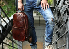 Vintage Leather Mens Backpack Travel Backpack School Backpacks for men
