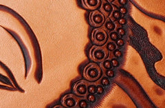 Handmade Leather Mens Clutch Wallet Cool Buddha&Demon Tooled Wallet Long Zipper Wallets for Men - imessengerbags