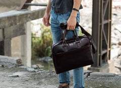 Red Brown Leather Mens Briefcase Work Bag Laptop Bag Business Bag for Men - imessengerbags