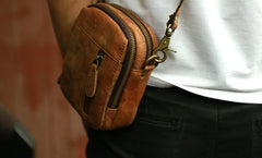 Cool Leather Belt Pouch Mens Waist Bag Shoulder Bag for Men