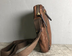Genuine Leather Mens Cool Chest Bag Sling Bag Crossbody Bag Travel Bag Hiking Bag for men - imessengerbags