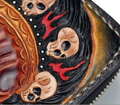 Handmade Leather Mahākāla Mens Chain Biker Wallet Cool Leather Wallet With Chain Wallets for Men