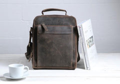 Cool Coffee Vintage Leather Mens Messenger Bags Shoulder Bag for Men