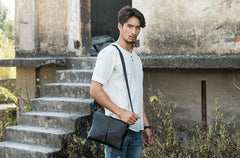 Small Leather Black Mens Cool Messenger Bags Shoulder Bags  for Men - imessengerbags