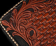 Handmade Leather Eagle Tooled Mens billfold Wallet Cool Leather Wallet Slim Wallet for Men - imessengerbags