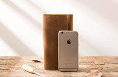 Vintage Slim long Wallet Leather Mens Tan Wallet Long Wallet for Men - imessengerbags