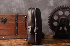 Handmade Leather Mens Cool Chest Bag Sling Bag Crossbody Bag Travel Bag Hiking Bag for men