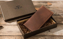 Cool Vintage Slim Mens long Wallet Leather Wallet Bifold Long Wallets for Men - imessengerbags