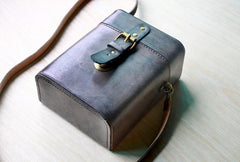 Handmade Brown Leather Mens Small Box Bag Shoulder Bag Messenger Bags for Men