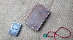 Mens Leather Slim Front Pocket Bifold Small Wallets Card Wallet for Men - imessengerbags