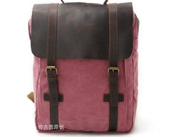 Cool Canvas Leather Mens Laptop Backpack Canvas Travel Backpack Canvas School Backpack for Men