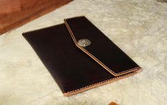 Handmade Leather Mens Large Clutch Wallet Wristlet Wallet iPad Case