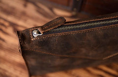Handmade Leather Mens Clutch Cool Slim BagZipper Clutch Wristlet Wallet for Men - imessengerbags