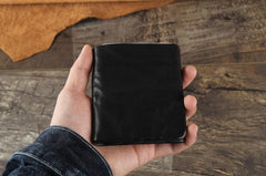 Handmade Genuine Leather Mens Cool Slim Leather Wallet Men Small Wallets Bifold for Men - imessengerbags
