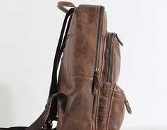 Handmade Leather Mens Cool Backpack Sling Bag Large Black Travel Bag Hiking Bag for men - imessengerbags