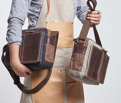 Mens Leather Canvas Gray Cool Messenger Bag Side Bag Shoulder Bag for Men - imessengerbags